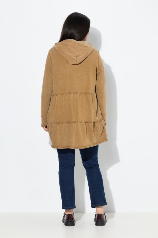 Longue veste à capuche au look vintage, ligne A