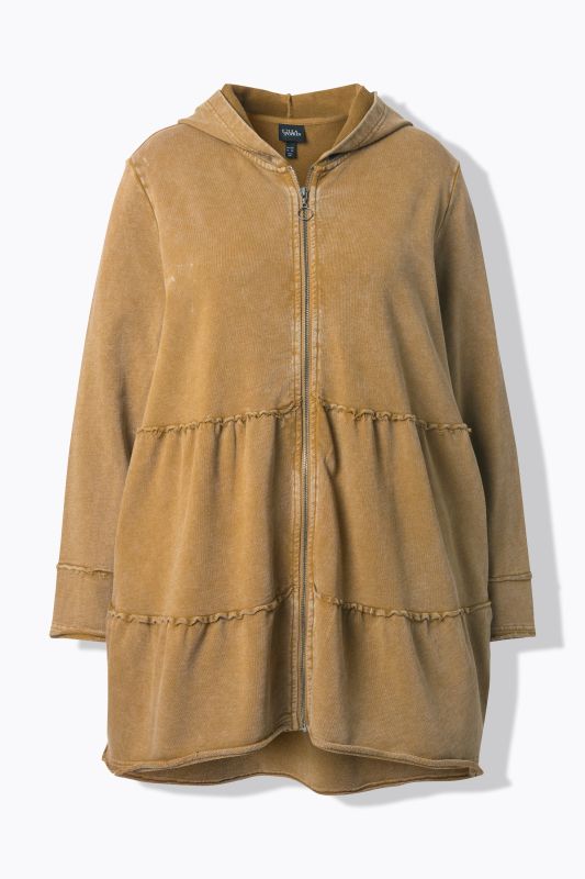 Longue veste à capuche au look vintage, ligne A