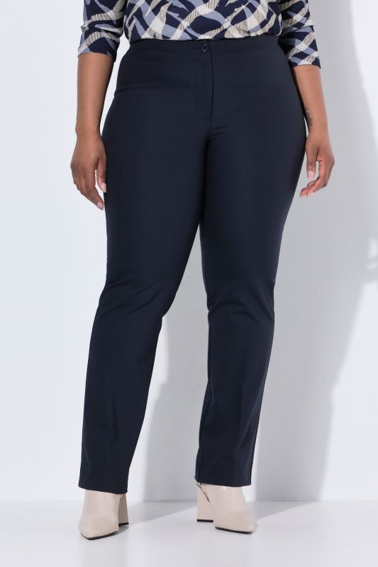 Pantalon droit Rose avec ceinture confortable et tissu stretch