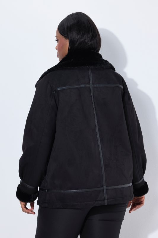 Vest d'aviateur Shearling style peau d'agneau, col