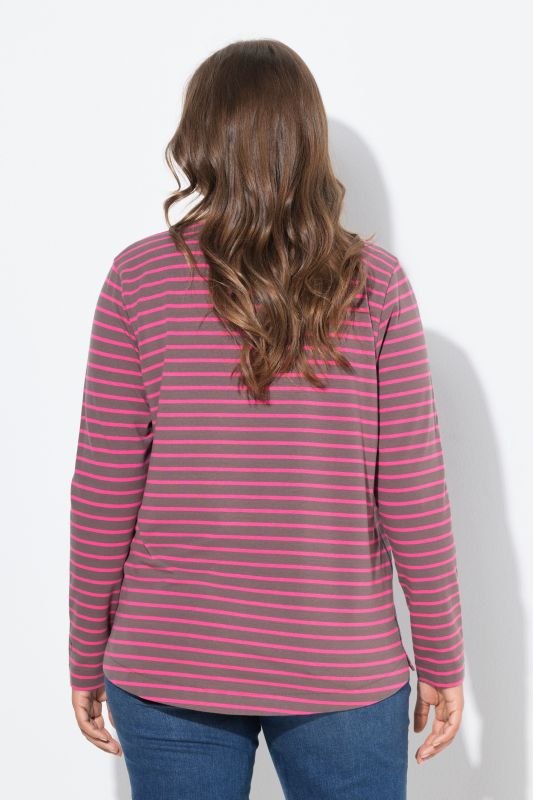 T-shirt rayé, manches longues et décolleté rond