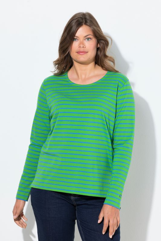 T-shirt rayé, manches longues et décolleté rond