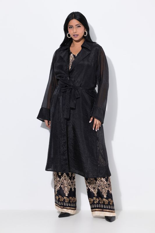Manteau en organza, coupe évasée et col à revers