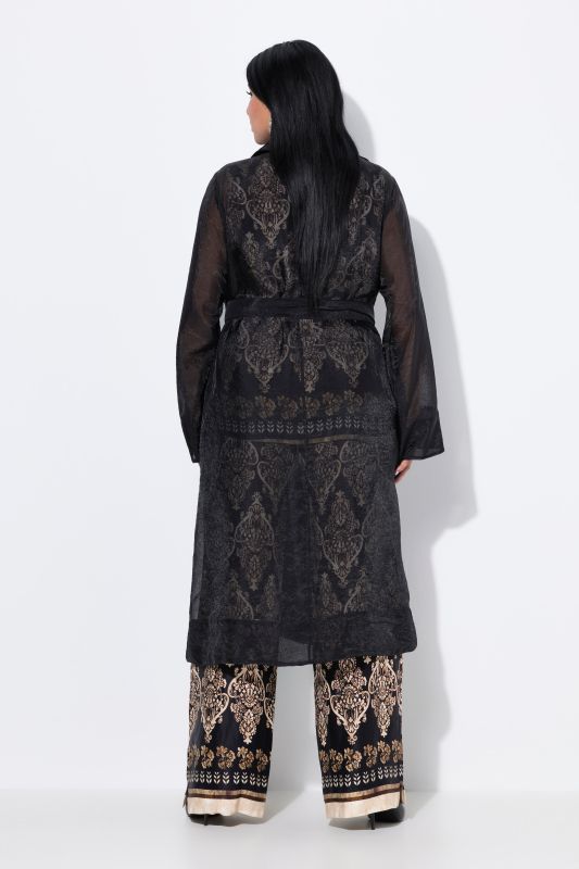 Manteau en organza, coupe évasée et col à revers