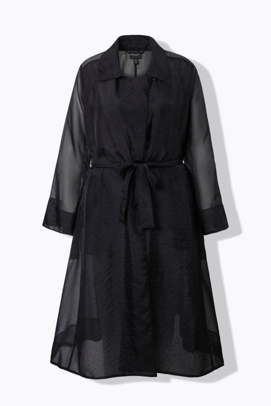 Manteau en organza, coupe évasée et col à revers