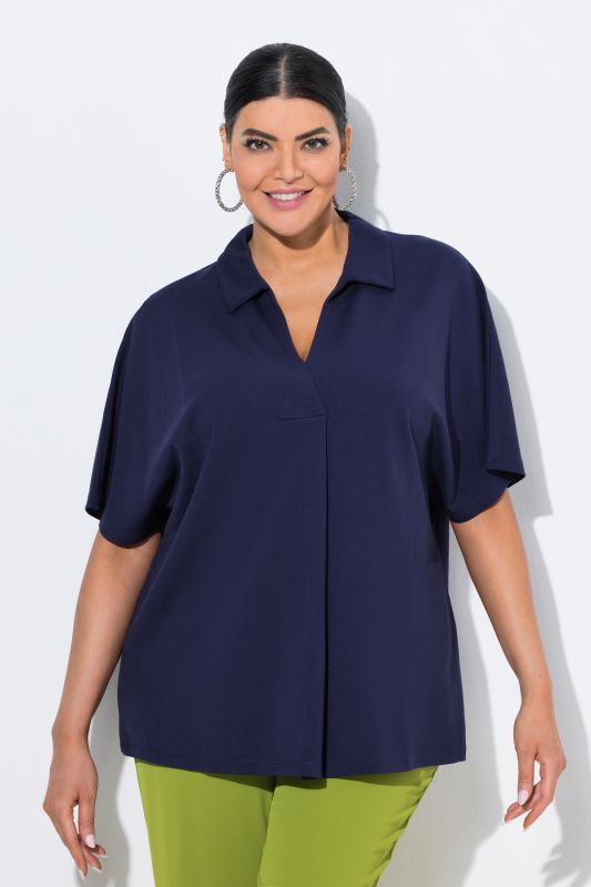 Sweat-shirt oversize à manches courtes, col chemise