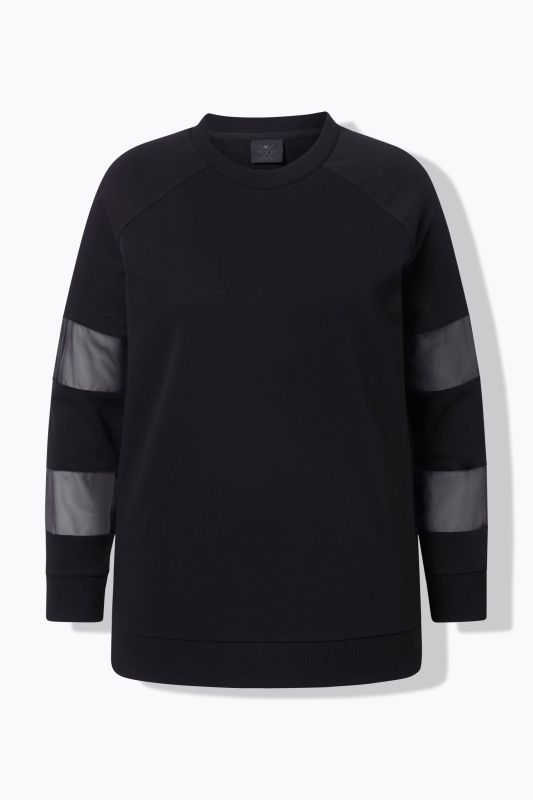 Sweat-shirt col rond et manches longues, empiècements en mesh