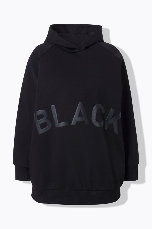 Sweat-shirt à capuche oversize, manches longues et message Black