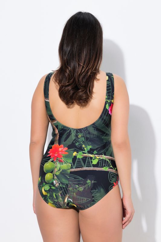 Maillot de bain, motif toucan, sans bonnets souples, col rond
