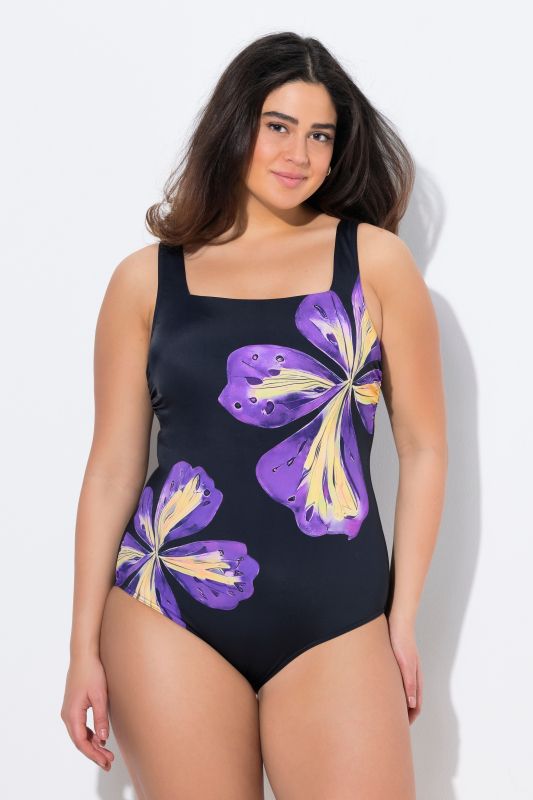 Maillot de bain, motif fleurs, bonnets souples, matière recyclée