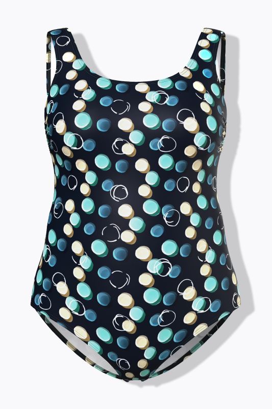 Maillot de bain à pois, sans bonnets souples, décolleté rond