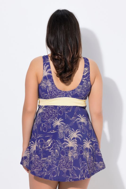 Robe de bain, motif palmiers, matière recyclée, Powermesh