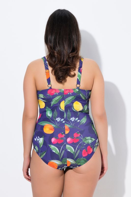 Maillot de bain, motif fruits, bonnets souples, laçage, matière recyclée