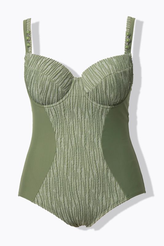 Maillot de bain à bonnets souples et armatures, bretelles réglables, matière recyclée