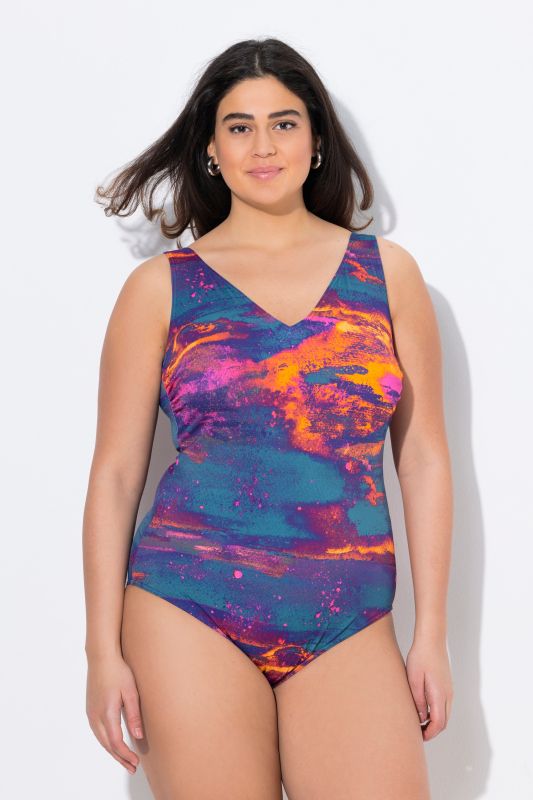 Maillot de bain, sans bonnets souples, col V, matière recyclée