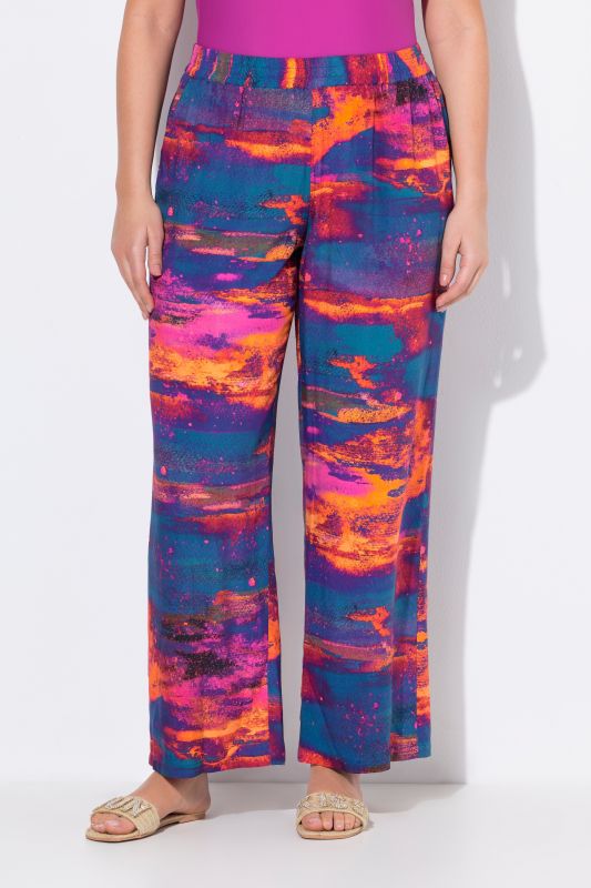 Pantalon palazzo, jambe large et droite, taille élastique