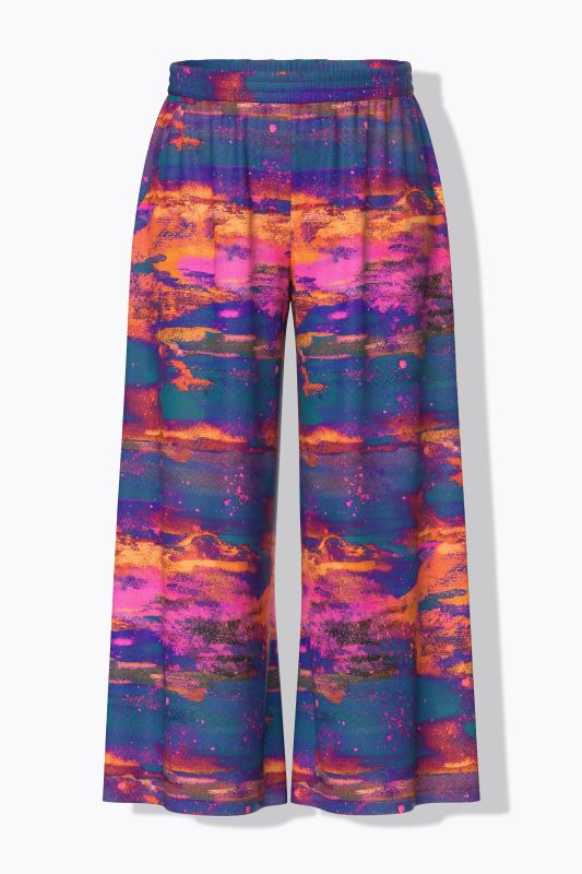 Pantalon palazzo, jambe large et droite, taille élastique