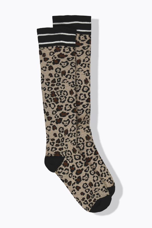 Bas de compression, motif léopard, compression forte