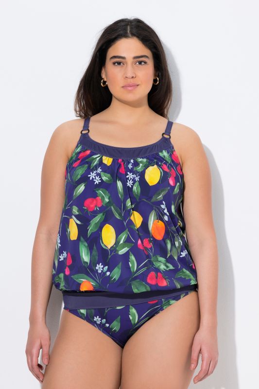 Tankini, motif fruits, bonnets souples, bretelles réglables, matière recyclée