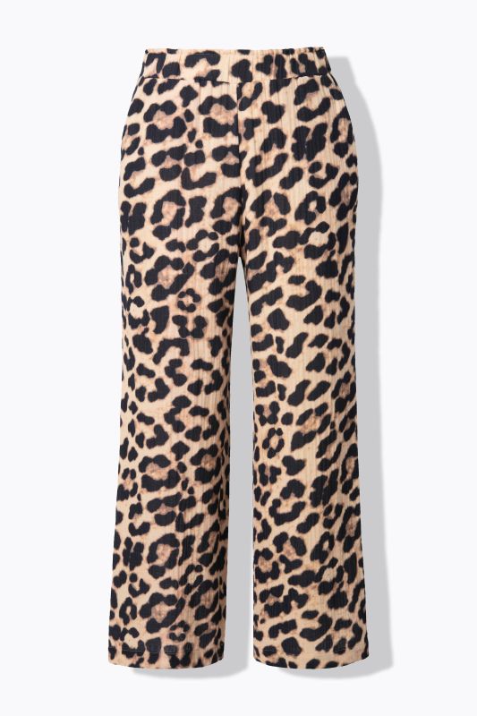 Pantalon en mousseline, imprimé léopard, coupe Wide Legs