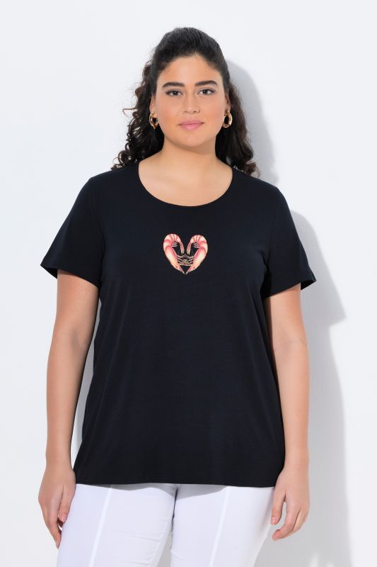 T-shirt, motif crevettes, coupe classique, col rond, manches courtes