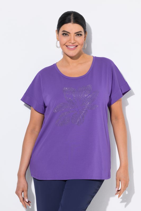 T-shirt oversize. Motif grande fleur. Encolure ronde et manches courtes