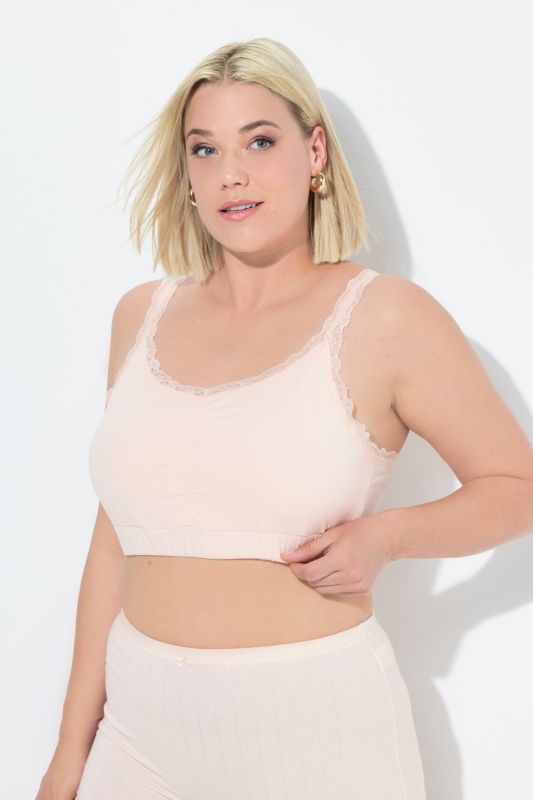 Brassières, lot de 2. Liserés en dentelle. Tissu ajouré