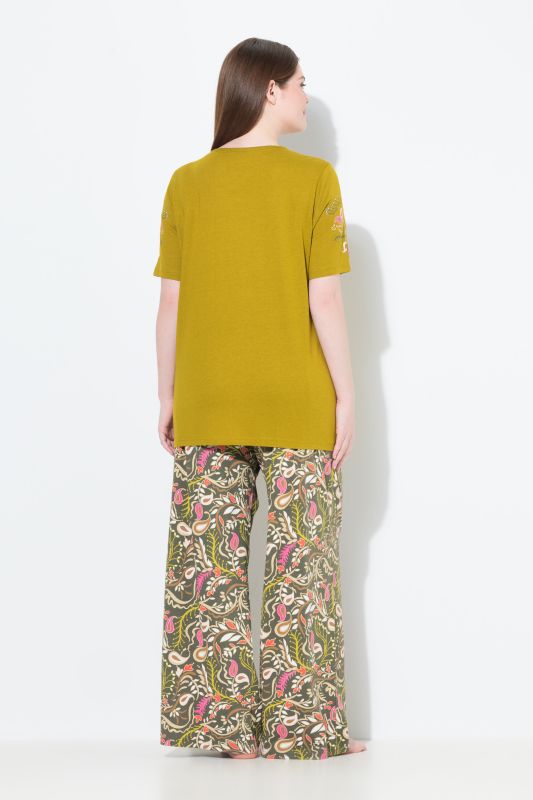Pyjama, motif cachemire, col rond, manches courtes