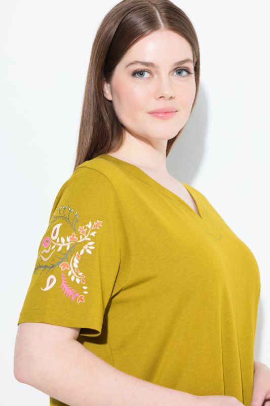 Grands T-shirts, lot de 2, motif cachemire, col V, manches courtes
