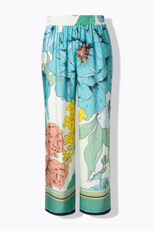 Pantalon, motif à fleurs, jambe large, taille élastique