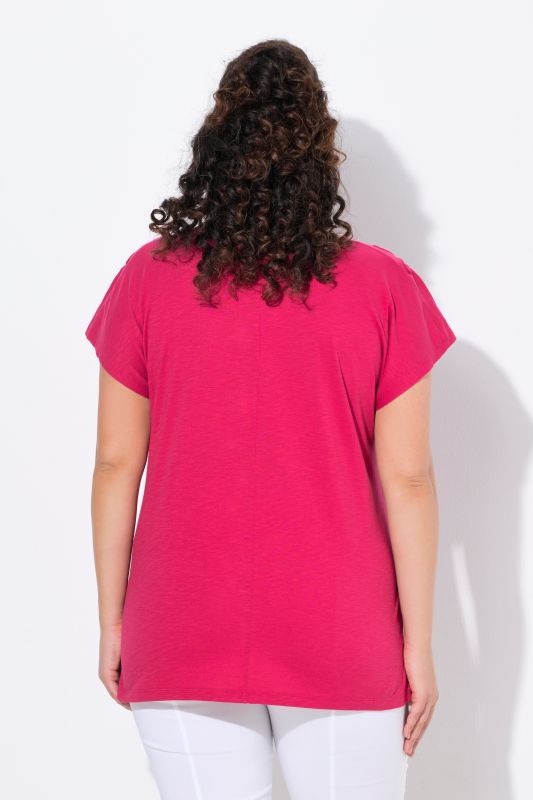 T-shirt, motif palmiers, oversize, col V, manches courtes