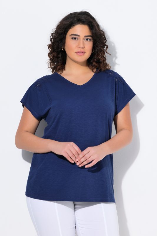 T-shirt, motif palmiers, oversize, col V, manches courtes