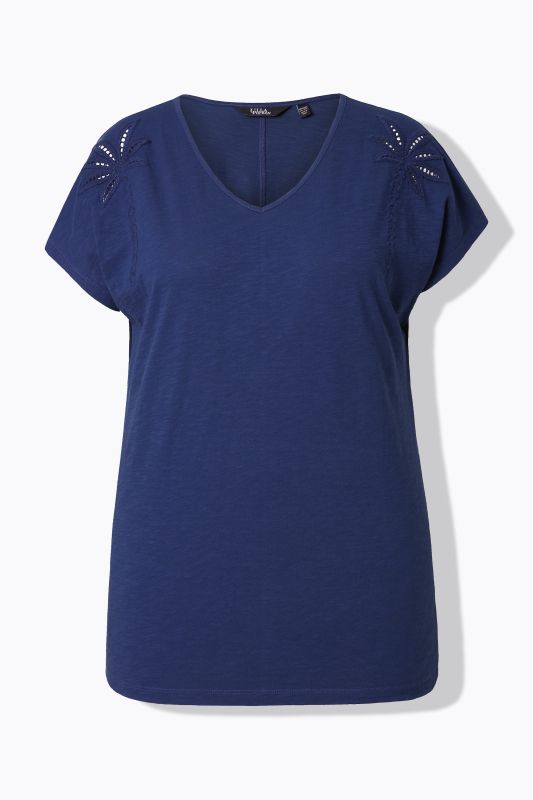 T-shirt, motif palmiers, oversize, col V, manches courtes