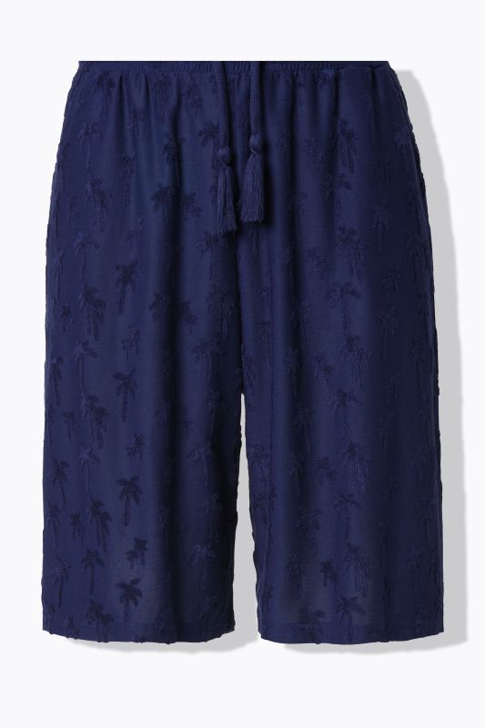 Short Mary, tissu éponge, motif palmiers, jambe large, taille élastique