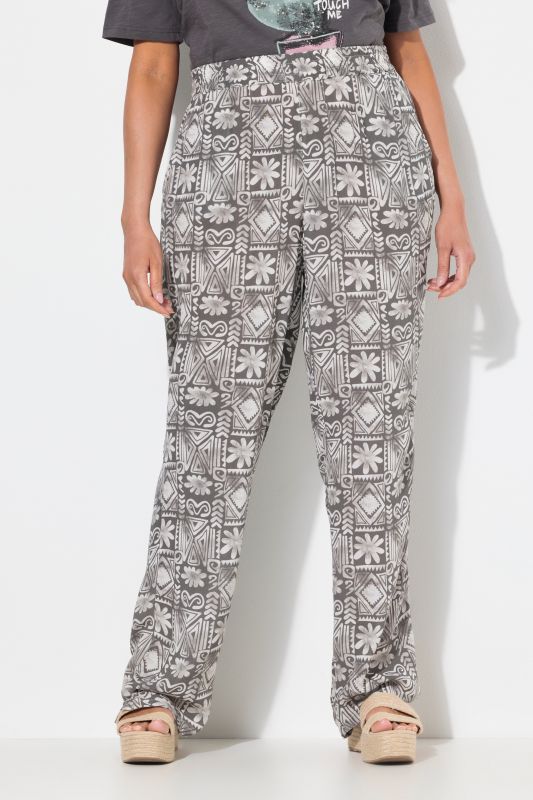 Pantalon Rose, imprimé, jambe large, taille élastique