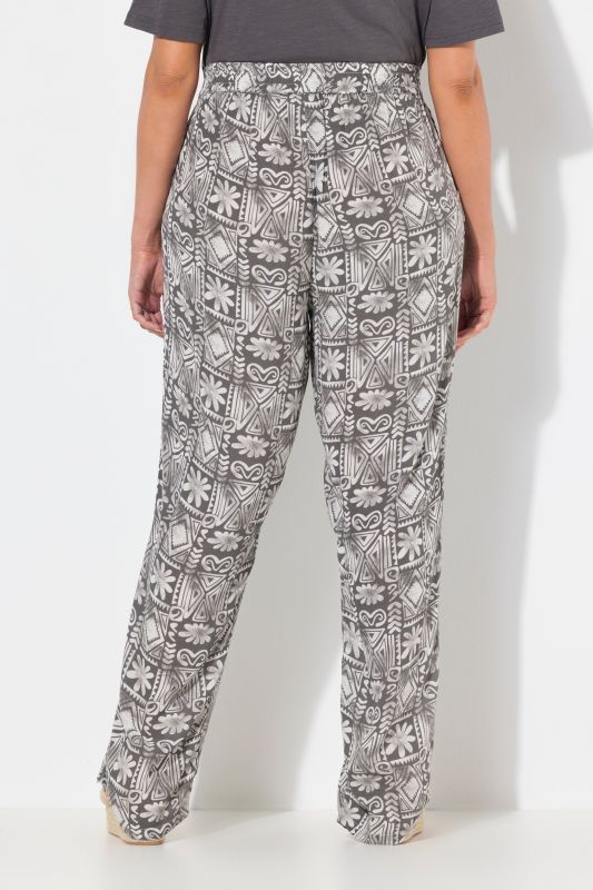 Pantalon Rose, imprimé, jambe large, taille élastique
