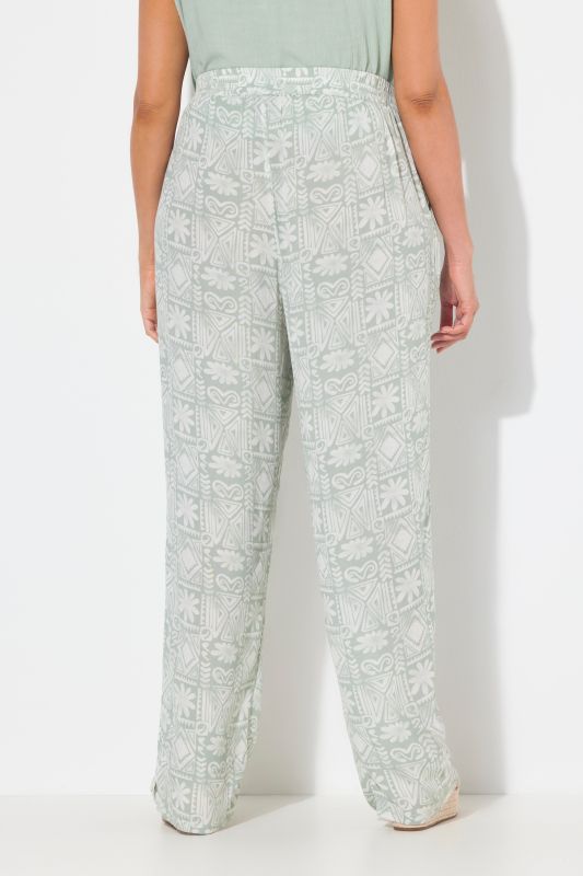 Pantalon Rose, imprimé, jambe large, taille élastique