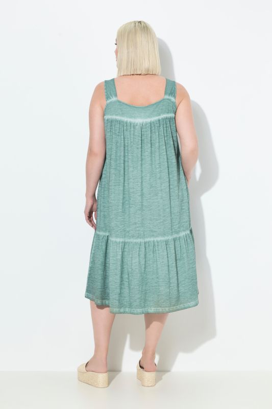 Robe en jersey, cold dyed, coupe évasée, col rond, sans manches