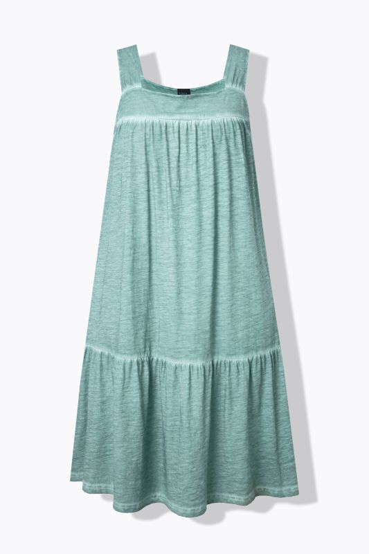 Robe en jersey, cold dyed, coupe évasée, col rond, sans manches