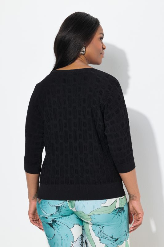 T-shirt en maille 3D, coupe oversize, décolleté en V et manches courtes