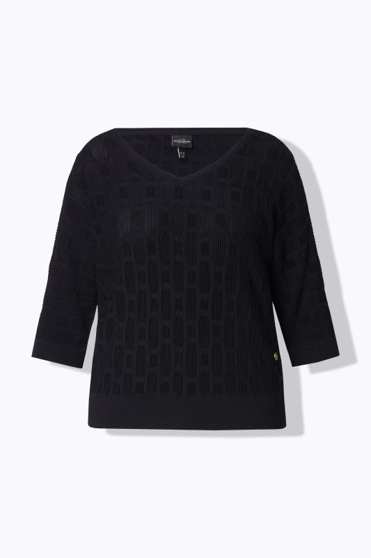 T-shirt en maille 3D, coupe oversize, décolleté en V et manches courtes