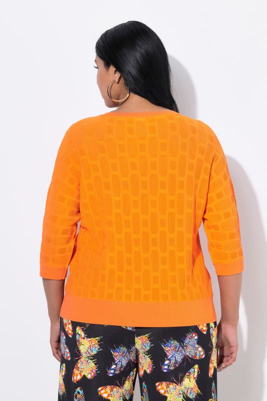 T-shirt en maille 3D, coupe oversize, décolleté en V et manches courtes
