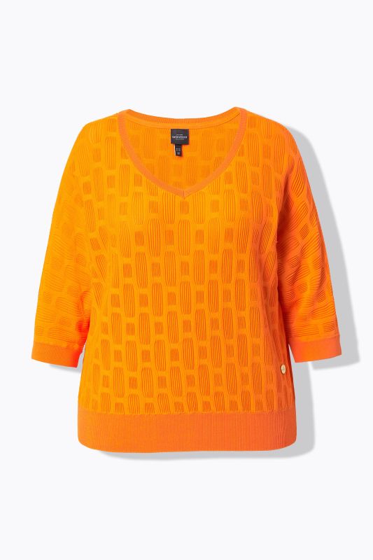 T-shirt en maille 3D, coupe oversize, décolleté en V et manches courtes