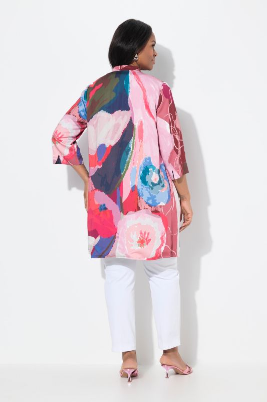 Veste réversible, veste ouverte, col montant, manches 3/4