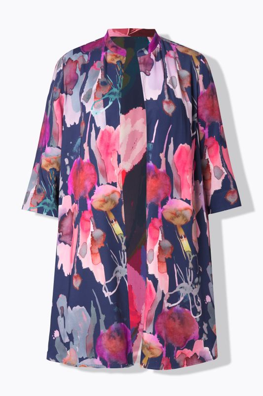 Veste réversible, veste ouverte, col montant, manches 3/4