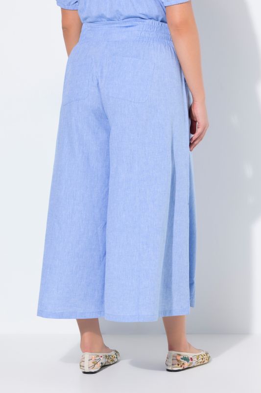 Jupe-culotte palazzo, longueur genou, jambe large, mélange de lin