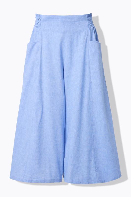 Jupe-culotte palazzo, longueur genou, jambe large, mélange de lin