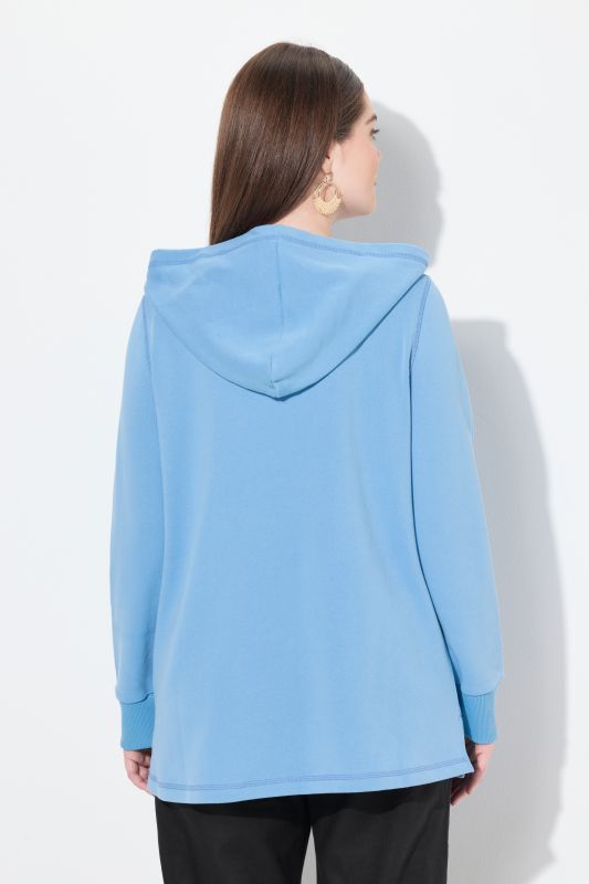 Sweat-shirt à capuche, empiècement col châle, manches longues, coton bio