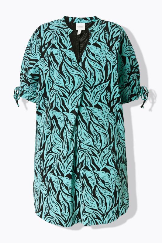 Tunique en jersey en coton bio. Col montant et manches courtes. Motif jungle