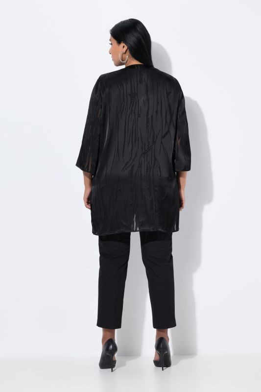 Veste décontractée ouverte, encolure en V et manches 3/4